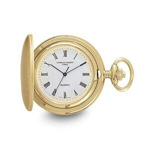 Charles Hubert Satin Gold Tone Finish White Dial 42mm Pocket Watch
